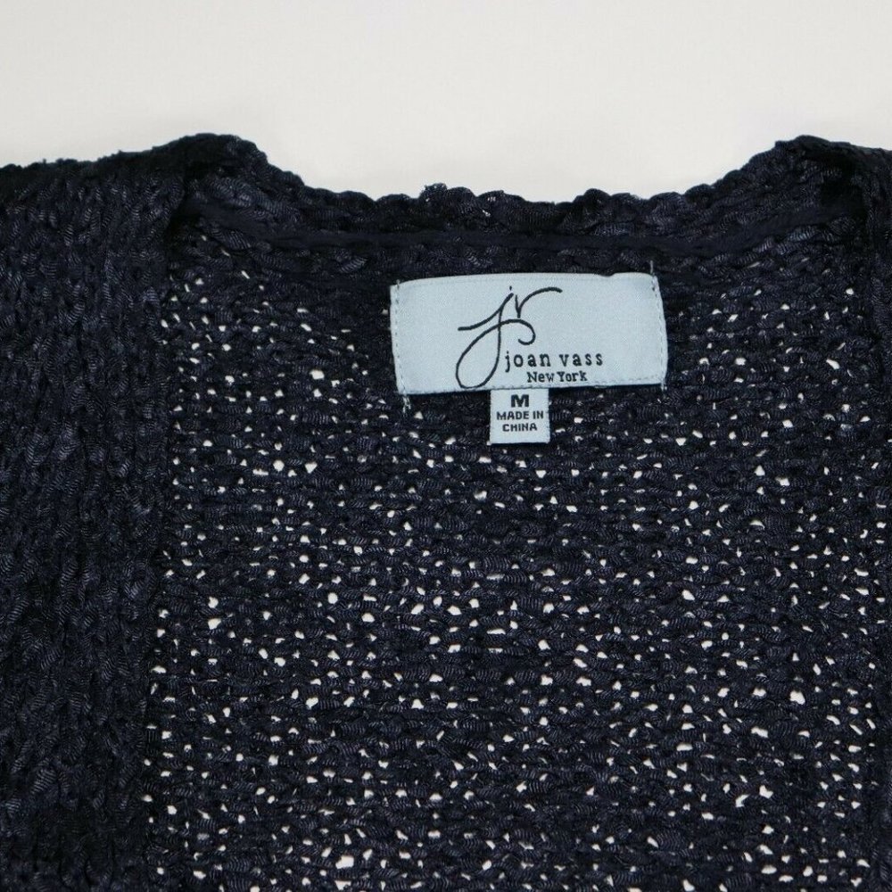 Joan Vass Women’s Navy Blue Sleeveless Open Front - Picture 5 of 6